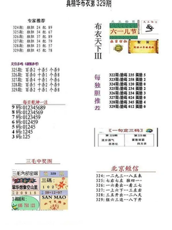 25329期: 福彩3D全套图版参考