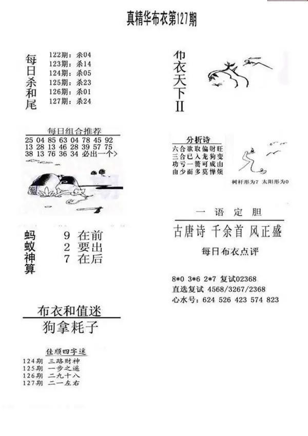 25127期: 福彩3D全套图版参考