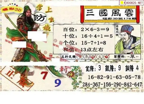 25178期: 福彩3D丹东全图分析