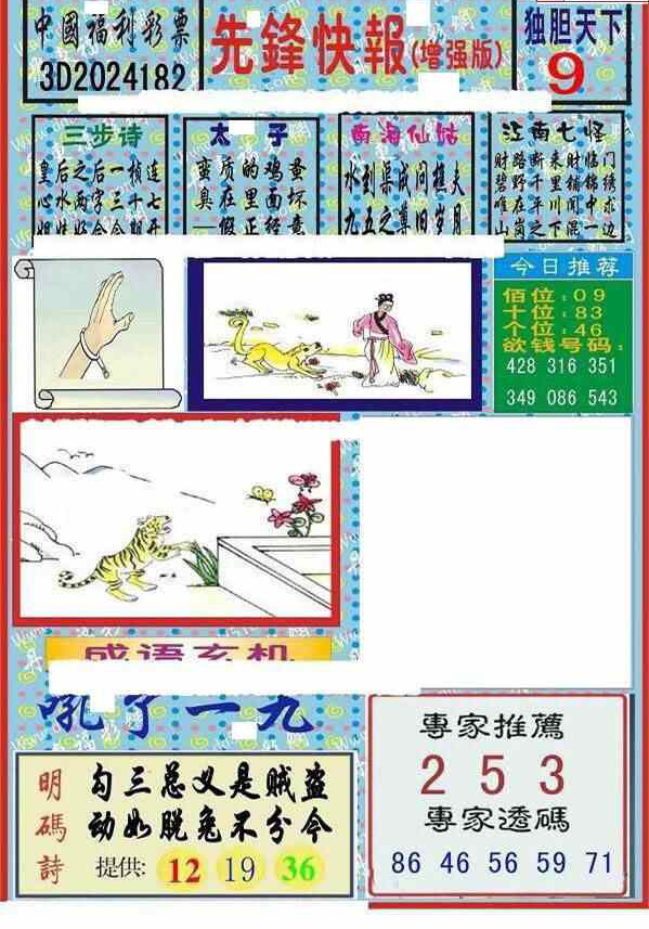 24182期: 福彩3D丹东全图分析