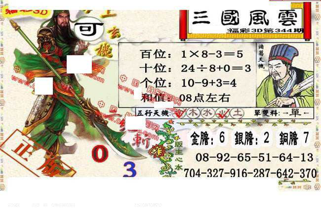 24344期: 福彩3D丹东全图分析