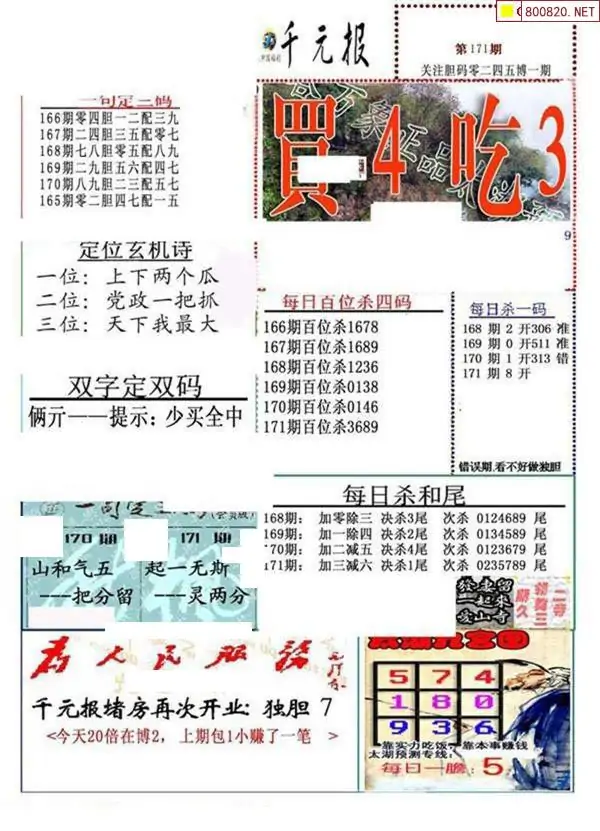 25171期: 福彩3D全套图版参考
