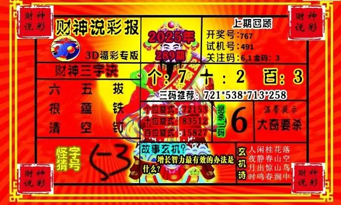 25289期: 财神说彩3D全套图版
