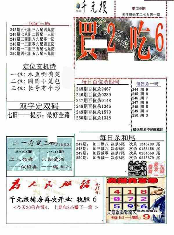 24250期: 福彩3D全套图版参考