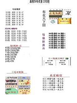 26016期: 福彩3D全套图版参考