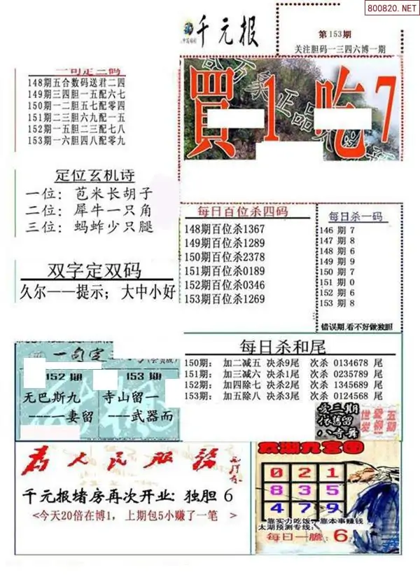 25153期: 福彩3D全套图版参考