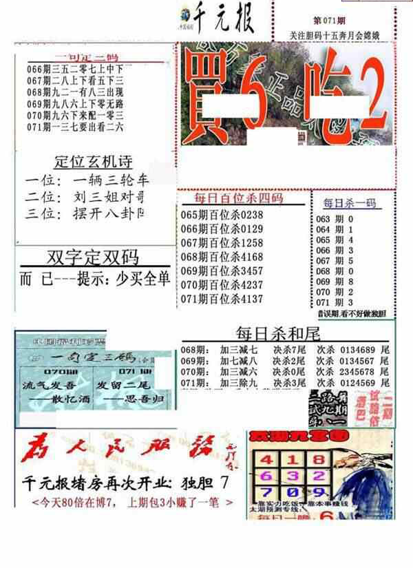 24071期: 福彩3D全套图版参考