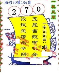 26106期: 福彩3D丹东全图分析