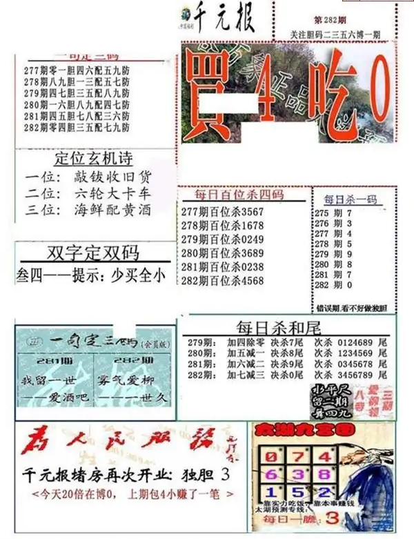 25282期: 福彩3D全套图版参考
