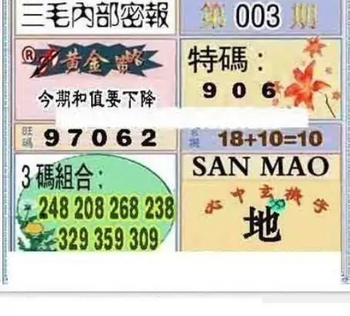 26003期: 三毛3D精品图谜