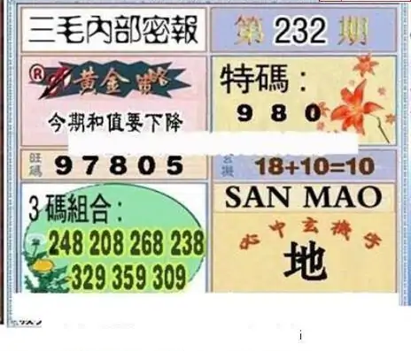 25232期: 三毛3D精品图谜