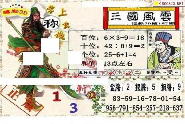 25157期: 福彩3D丹东全图分析