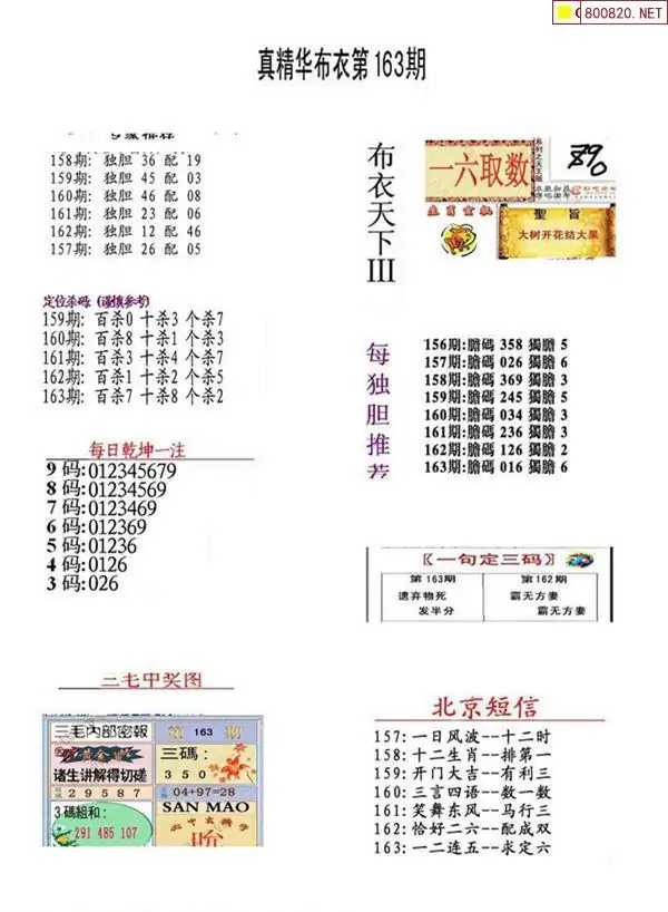 25163期: 福彩3D全套图版参考