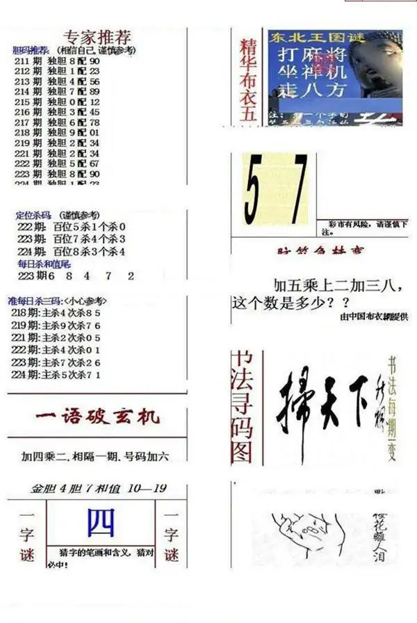 25225期: 福彩3D全套图版参考