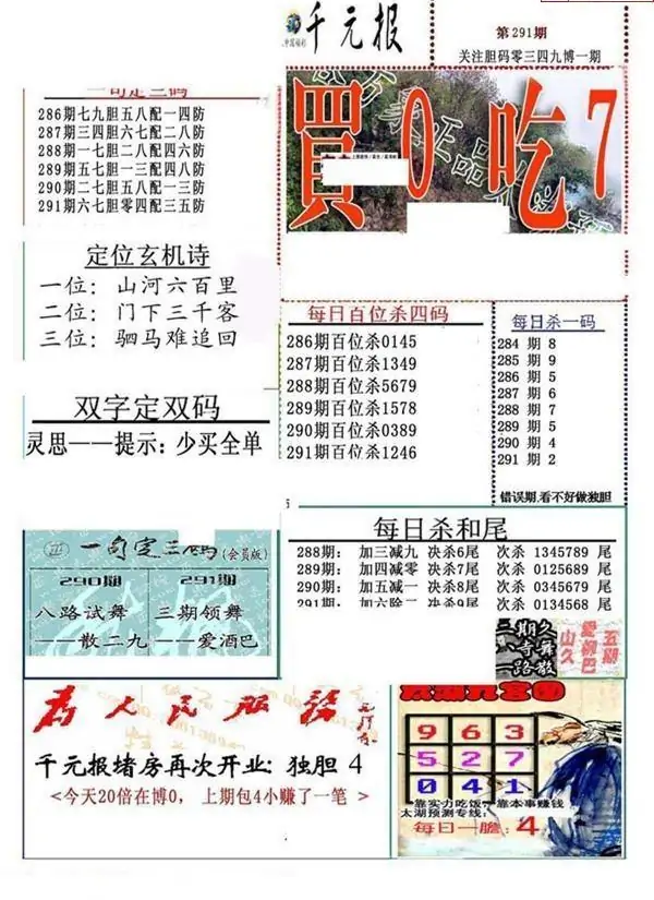 25291期: 福彩3D全套图版参考