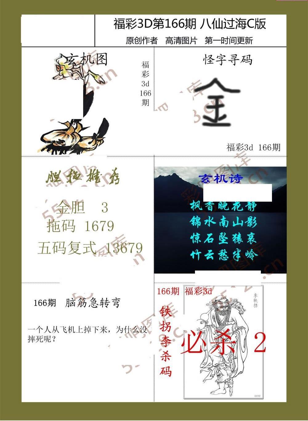 21166期福彩3d图谜八仙过海3d综合图迷