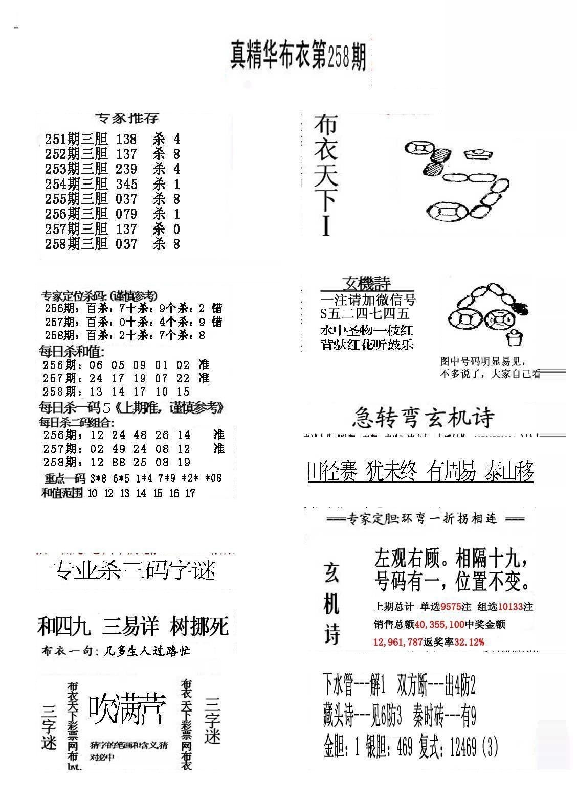 20258期福彩3d 精华布衣图版系列