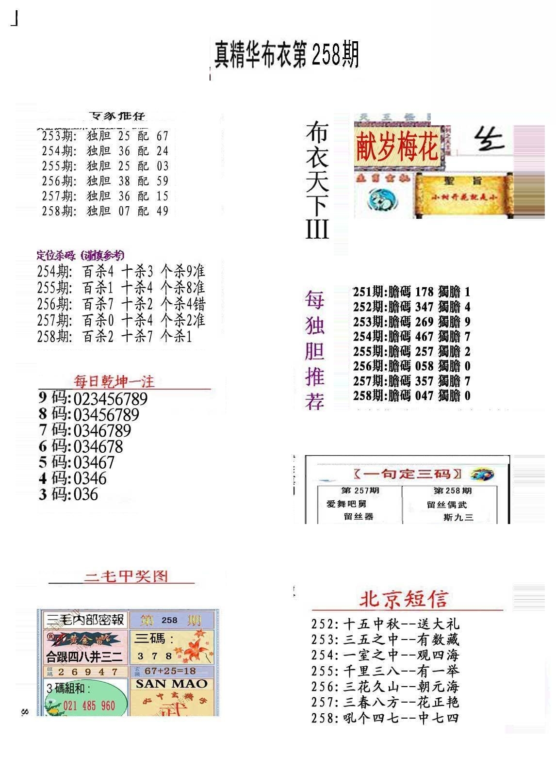 20258期福彩3d 精华布衣图版系列 - 3d图库 - 为彩网 - 微彩论坛