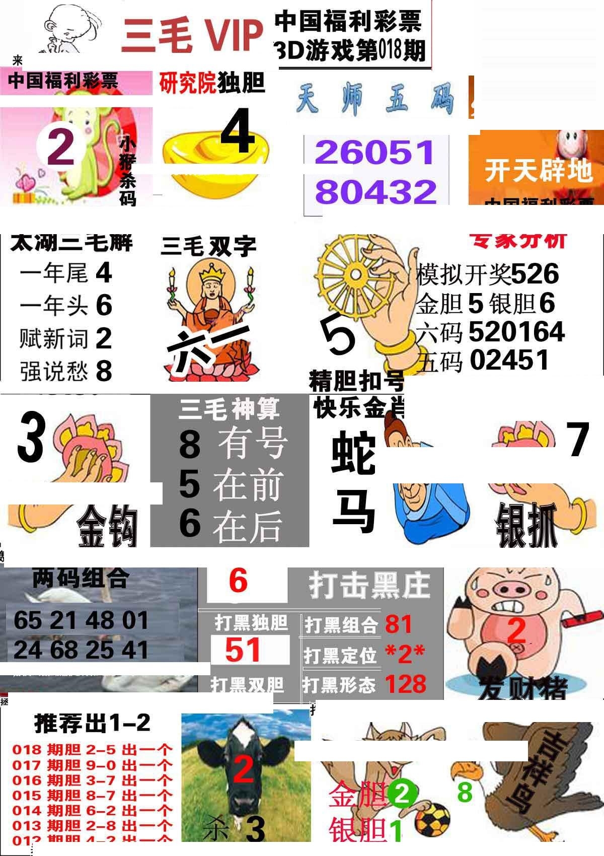 21018期福彩3d图谜 三毛图版