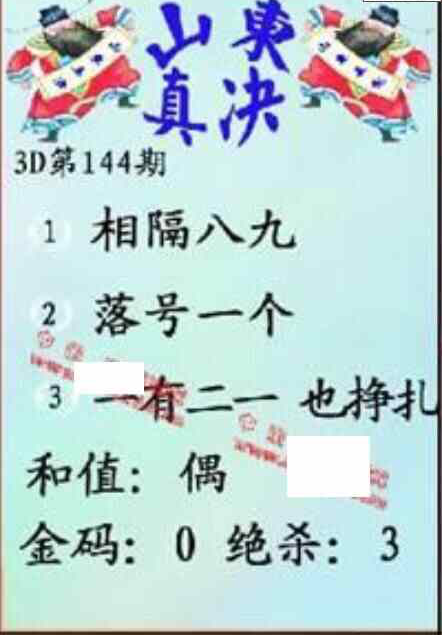 23144期: 福彩3D丹东全图分析