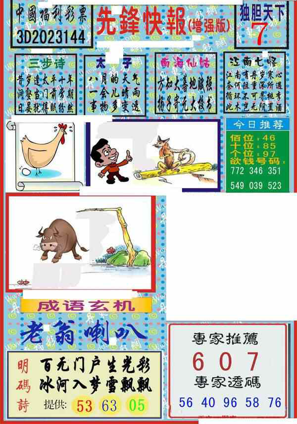 23144期: 福彩3D丹东全图分析