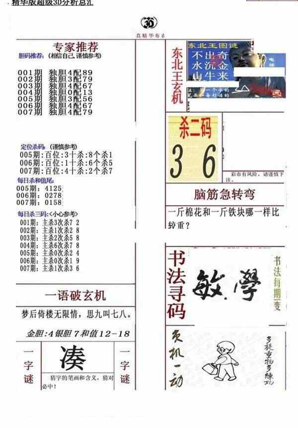 24007期: 福彩3D全套图版参考