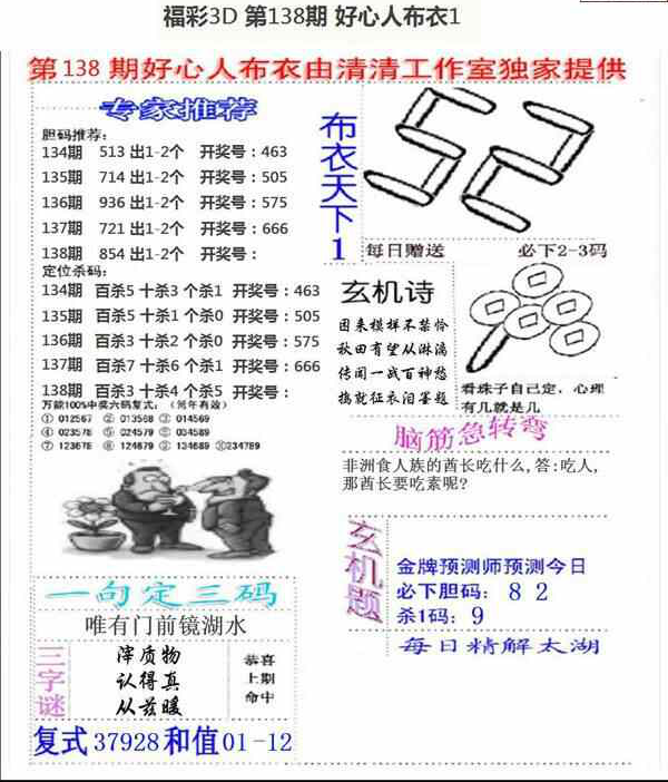 23138期: 福彩3D全套图版参考
