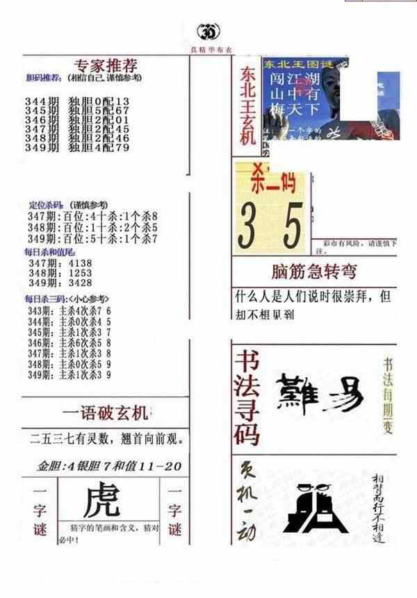 23349期: 福彩3D全套图版参考