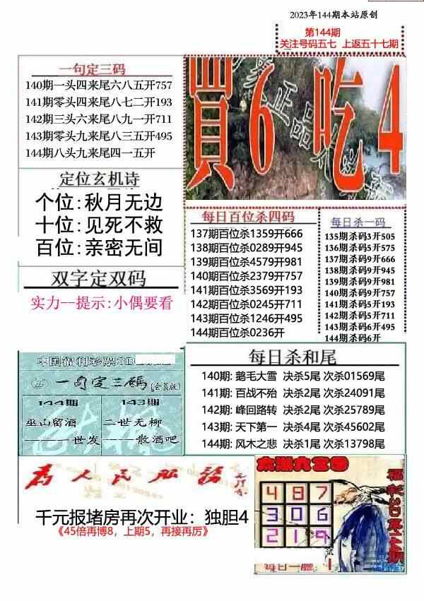 23144期: 福彩3D全套图版参考