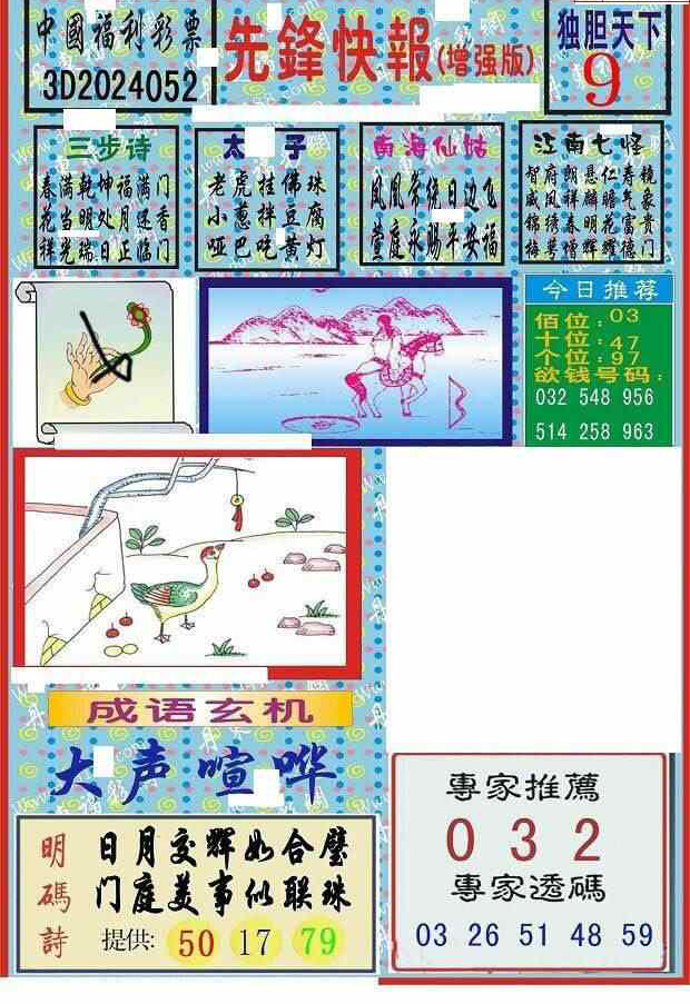 24052期: 福彩3D丹东全图分析