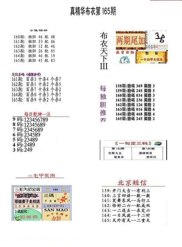 23165期: 福彩3D全套图版参考