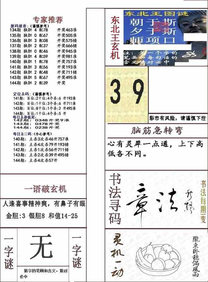 23144期: 福彩3D全套图版参考