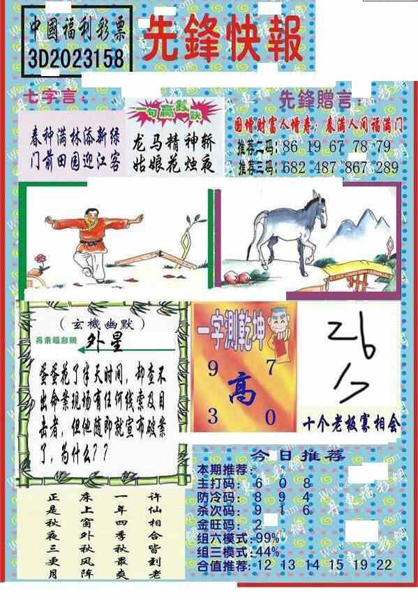 23158期: 福彩3D丹东全图分析