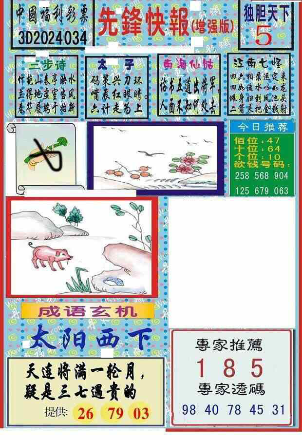 24034期: 福彩3D丹东全图分析