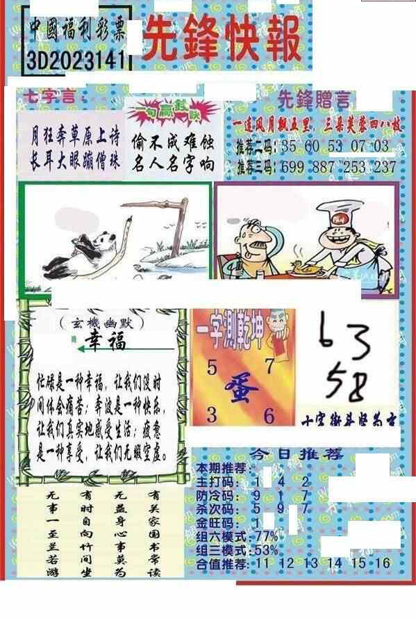23141期: 福彩3D丹东全图分析