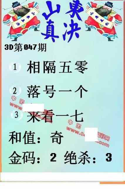 24047期: 福彩3D丹东全图分析
