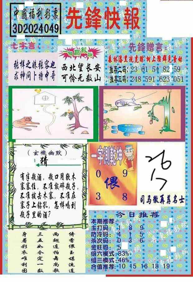24049期: 福彩3D丹东全图分析