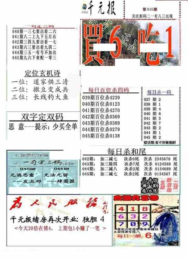 24045期: 福彩3D全套图版参考