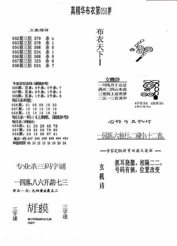 24058期: 福彩3D全套图版参考
