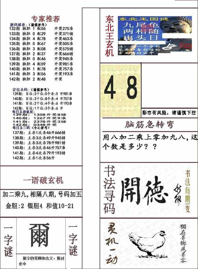 23142期: 福彩3D全套图版参考