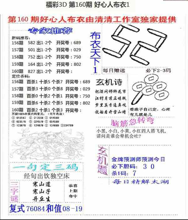23160期: 福彩3D全套图版参考