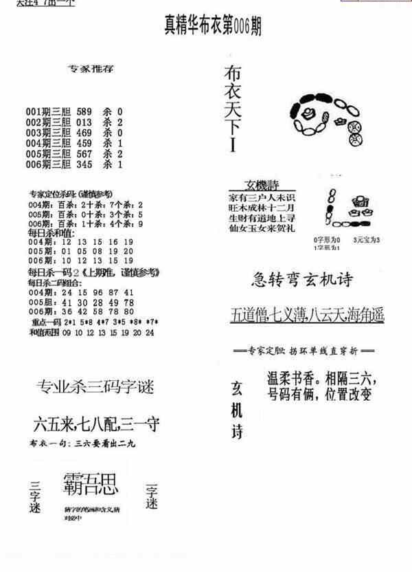24006期: 福彩3D全套图版参考