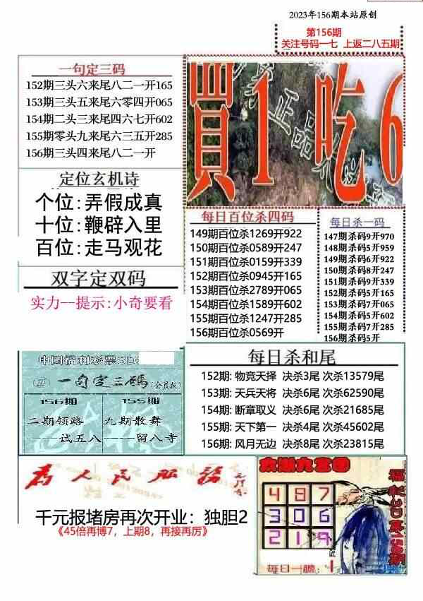 23156期: 福彩3D全套图版参考