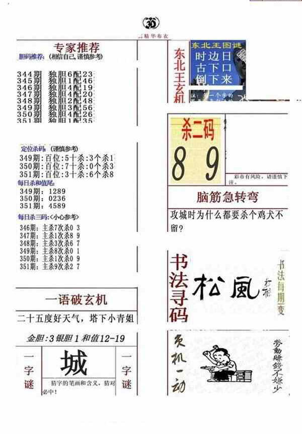 23351期: 福彩3D全套图版参考
