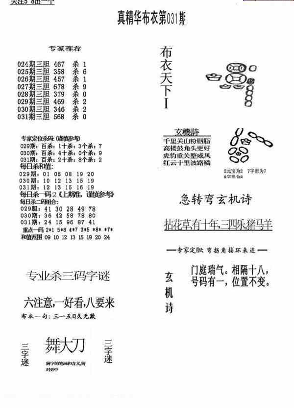 24031期: 福彩3D全套图版参考
