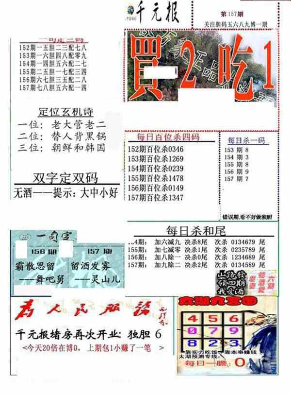 23157期: 福彩3D全套图版参考