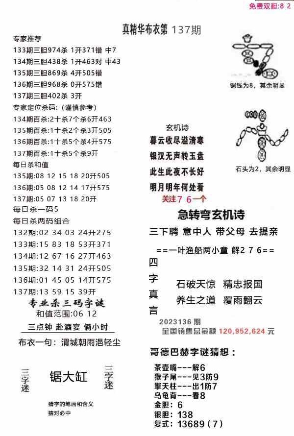 23137期: 福彩3D全套图版参考