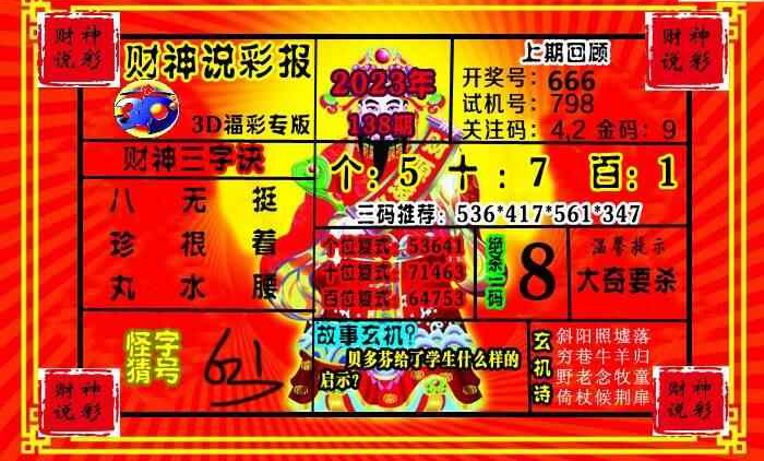 23138期: 财神说彩3D全套图版