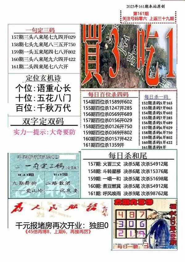 23161期: 福彩3D全套图版参考