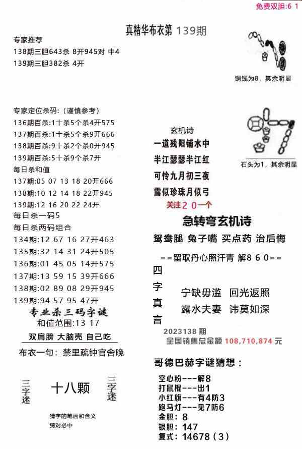 23139期: 福彩3D全套图版参考